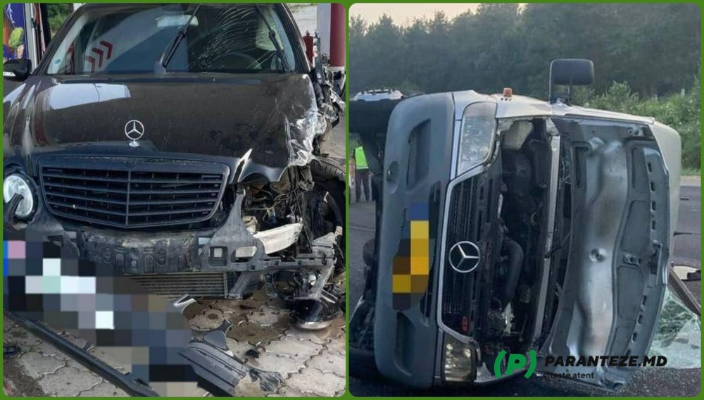 Accident GRAV la Orhei: Șase persoane au ajuns la spital după ce un Mercedes a tamponat și rasturnat un microbus de rută